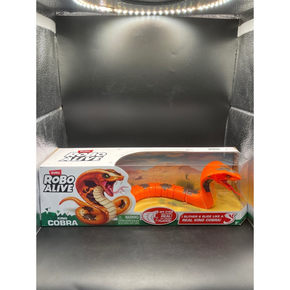 Zuru Robo Alive King Cobra Robotic Toy Orange Black Slithering Snake NIB